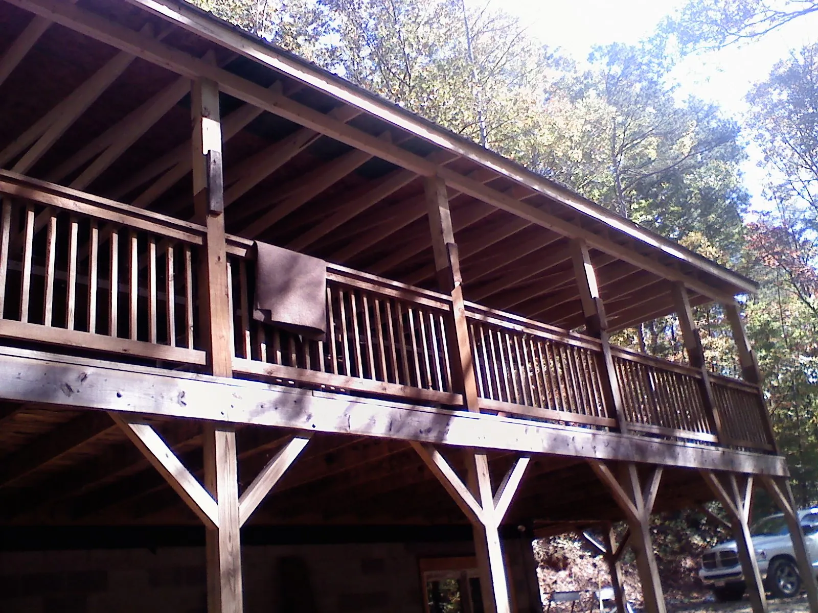Timber framing under a new elevated porch and deck — Roof Leak Repair in Rocky Top by Roofing Brothers